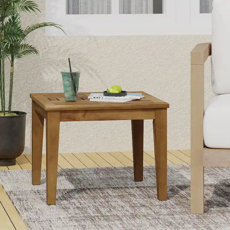 Table d'appoint en bois d'acacia naturel