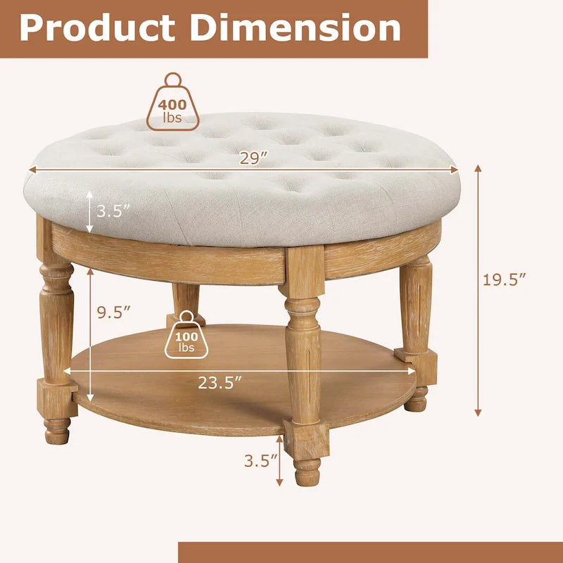 Banc de rangement / table basse / pouf rond géant 29 avec