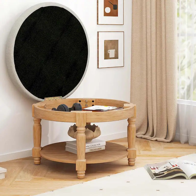Banc de rangement / table basse / pouf rond géant 29 avec