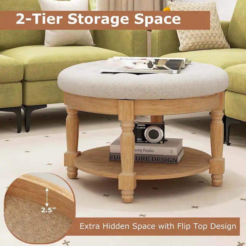Banc de rangement / table basse / pouf rond géant 29 avec