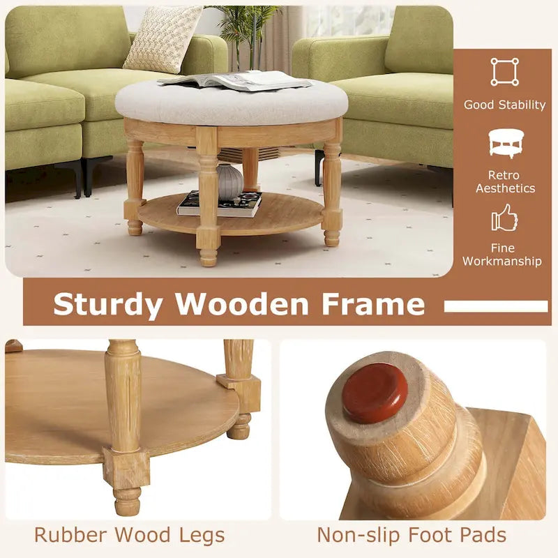 Banc de rangement / table basse / pouf rond géant 29 avec