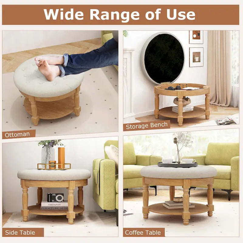Banc de rangement / table basse / pouf rond géant 29 avec