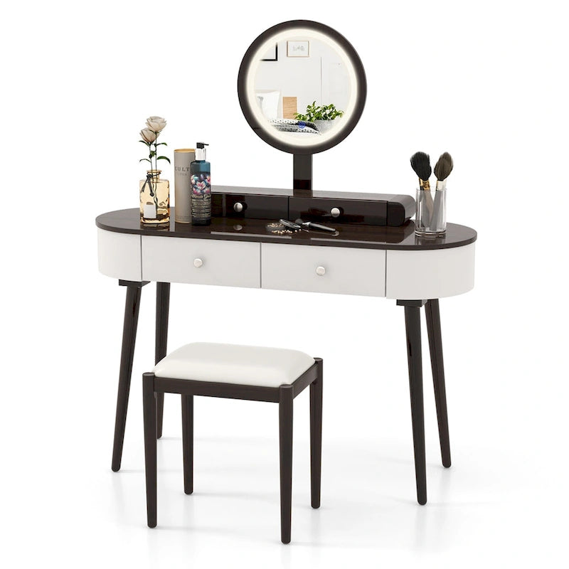 Coiffeuse en bois massif avec miroir lumineux LED