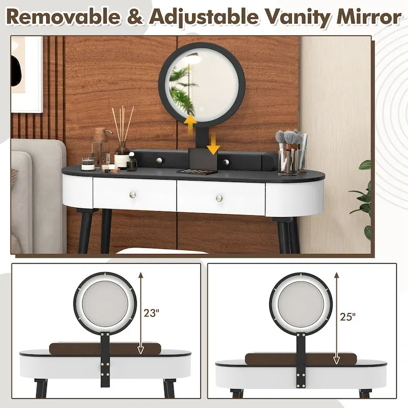 Coiffeuse en bois massif avec miroir lumineux LED