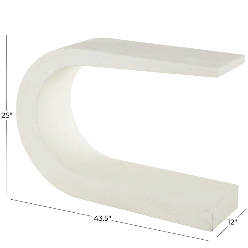 Console en bois en forme de C - Blanc - - 12W x 44L x 25H