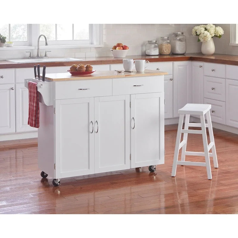 Dessertes de cuisine avec plateau en bois