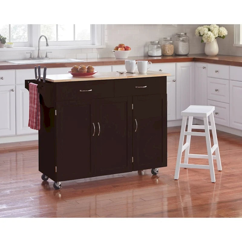 Dessertes de cuisine avec plateau en bois