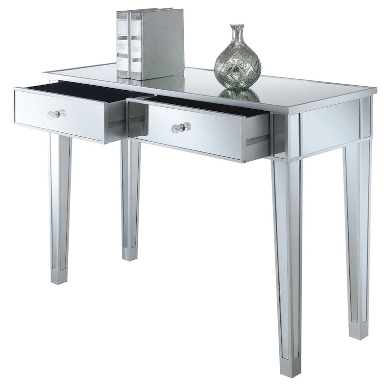 Bureau/Console 2 tiroirs miroité