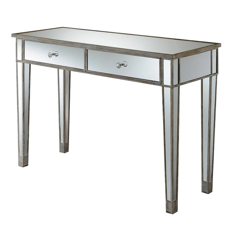 Bureau/Console 2 tiroirs miroité