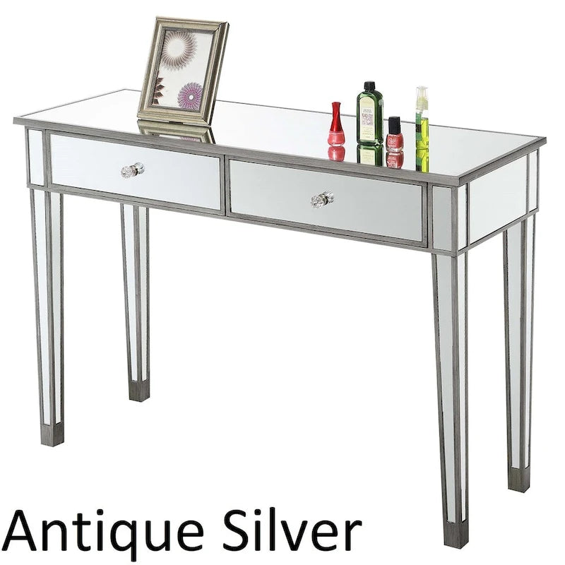 Bureau/Console 2 tiroirs miroité