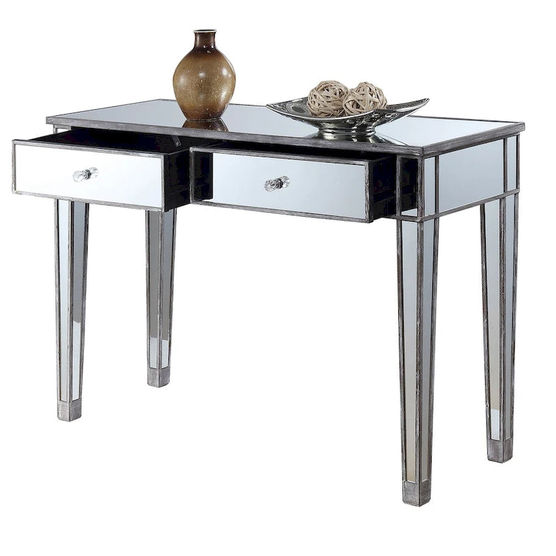Bureau/Console 2 tiroirs miroité