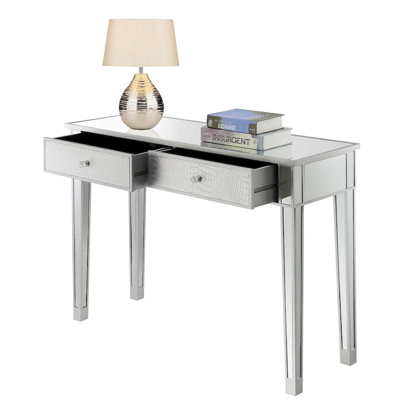 Bureau/Console 2 tiroirs miroité