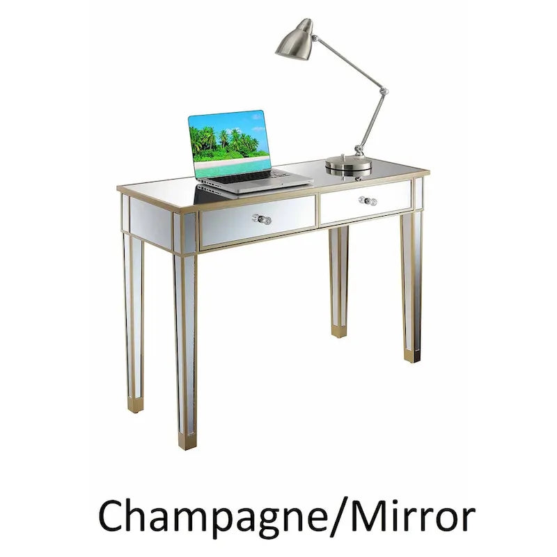 Bureau/Console 2 tiroirs miroité