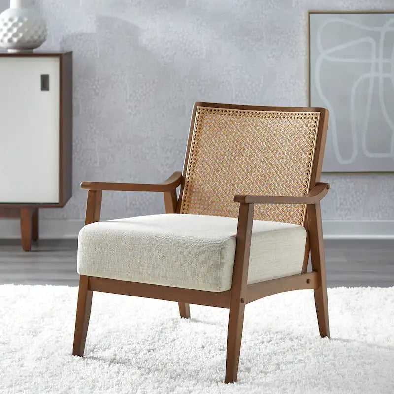 Fauteuil d'appoint en rotin et bois massif