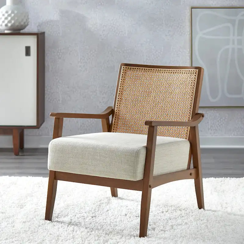 Fauteuil d'appoint en rotin et bois massif
