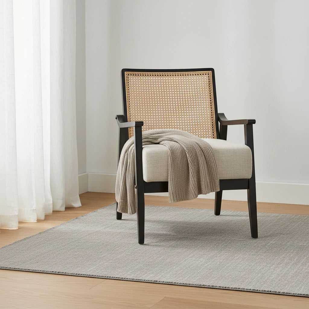 Fauteuil d'appoint en rotin et bois massif