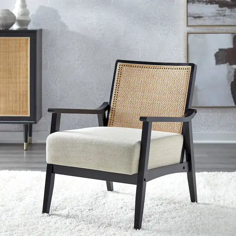 Fauteuil d'appoint en rotin et bois massif