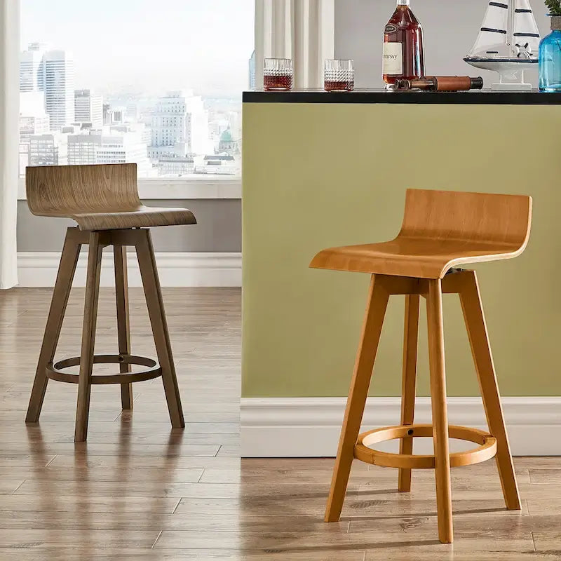 Tabouret pivotant en bois de style Mid-Century (Lot de 2)