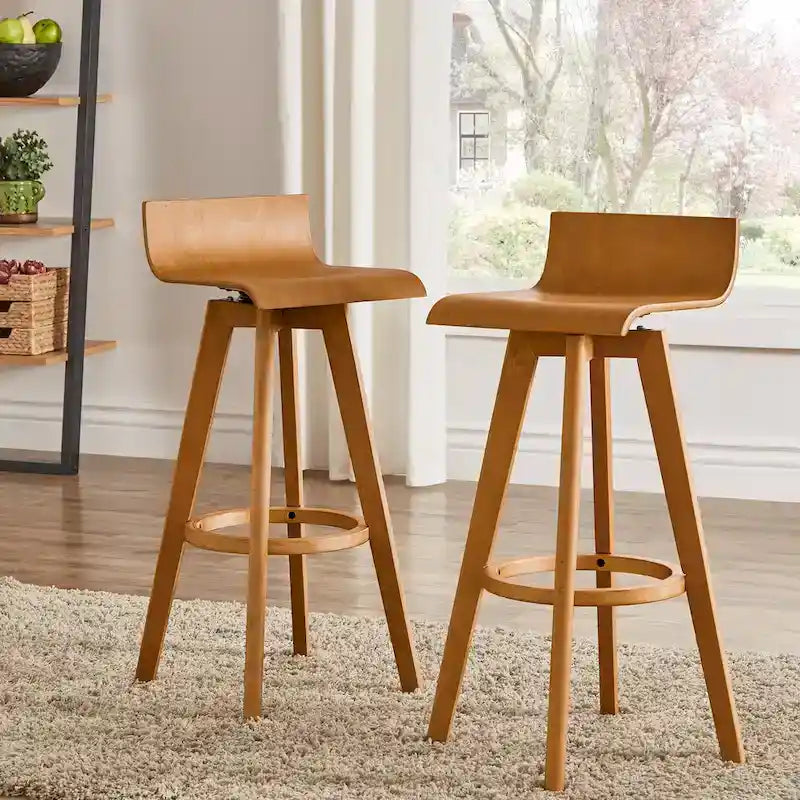 Tabouret pivotant en bois de style Mid-Century (Lot de 2)