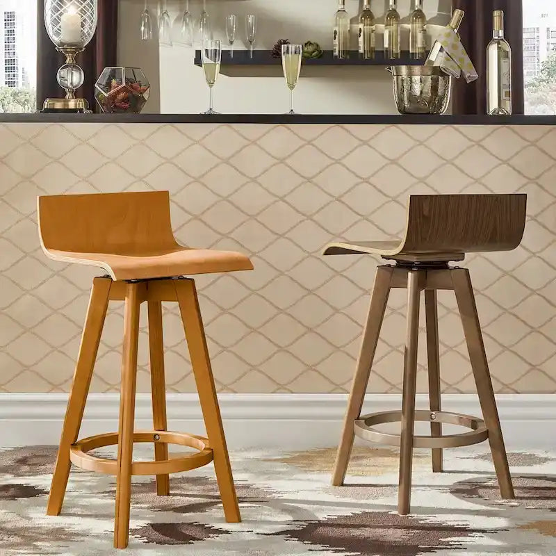 Tabouret pivotant en bois de style Mid-Century (Lot de 2)