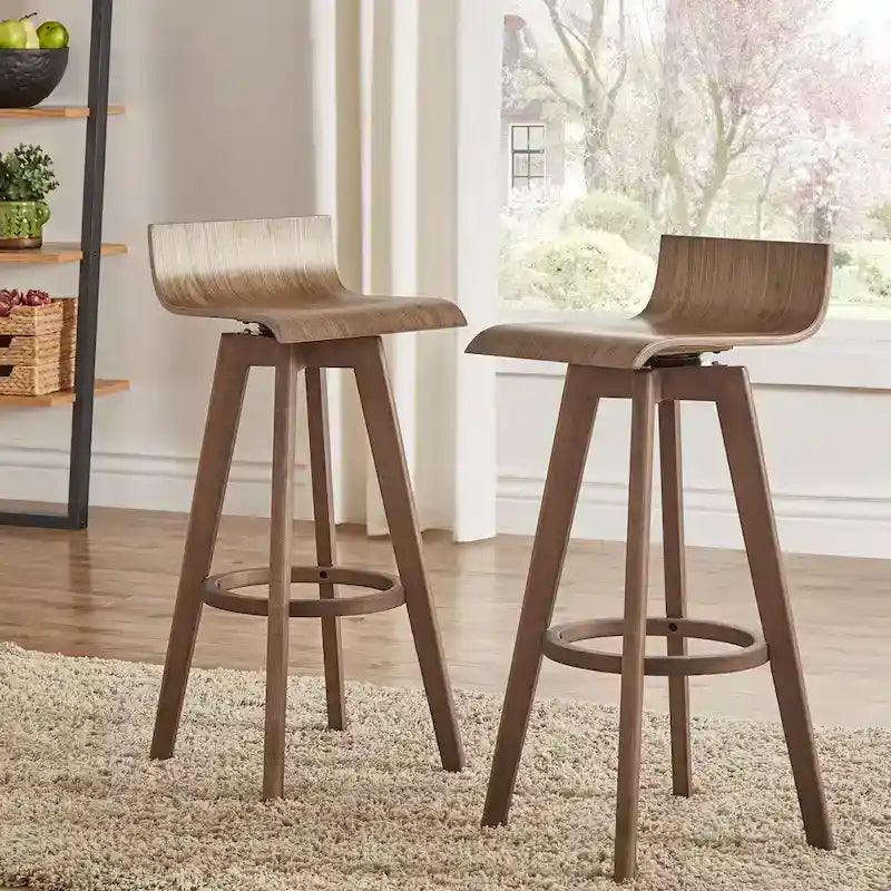 Tabouret pivotant en bois de style Mid-Century (Lot de 2)