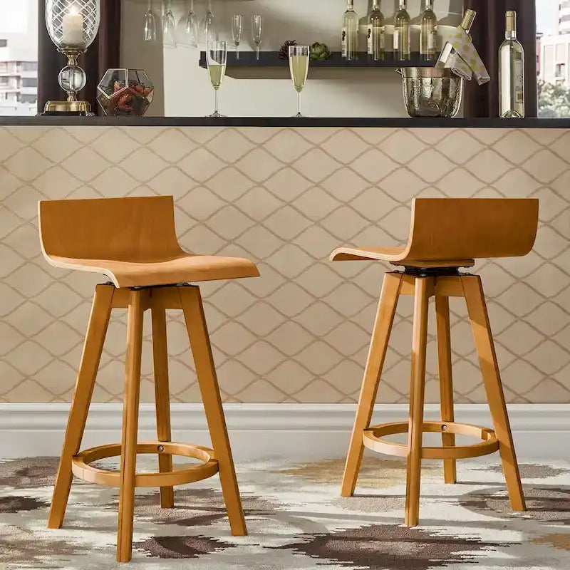 Tabouret pivotant en bois de style Mid-Century (Lot de 2)