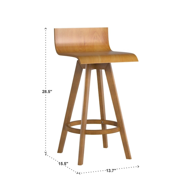Tabouret pivotant en bois de style Mid-Century (Lot de 2)