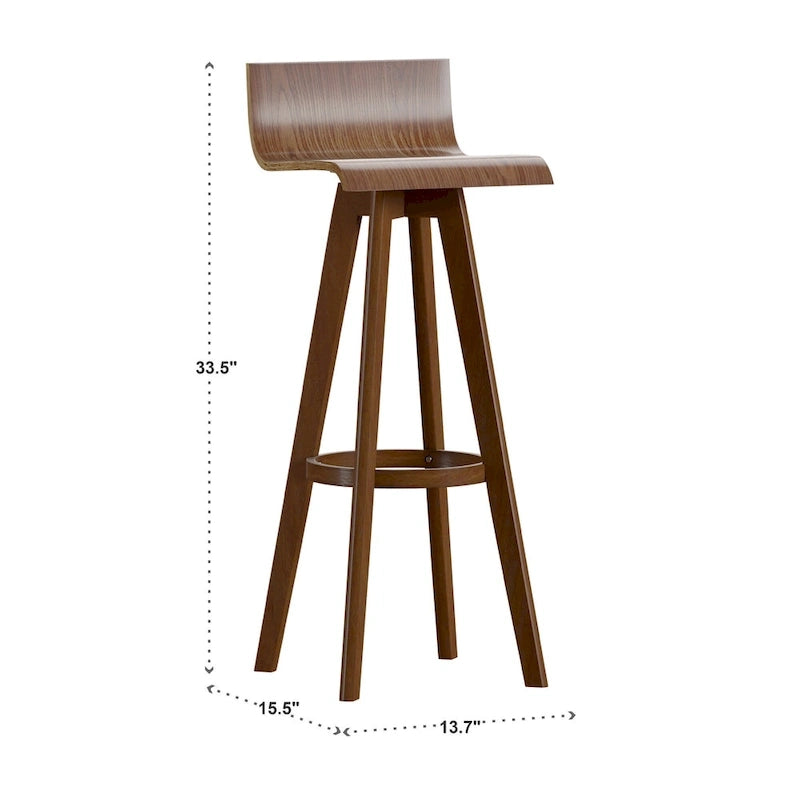 Tabouret pivotant en bois de style Mid-Century (Lot de 2)