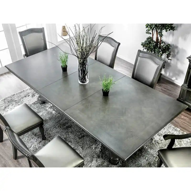 Table de salle à manger extensible en bois gris de 103 pouces