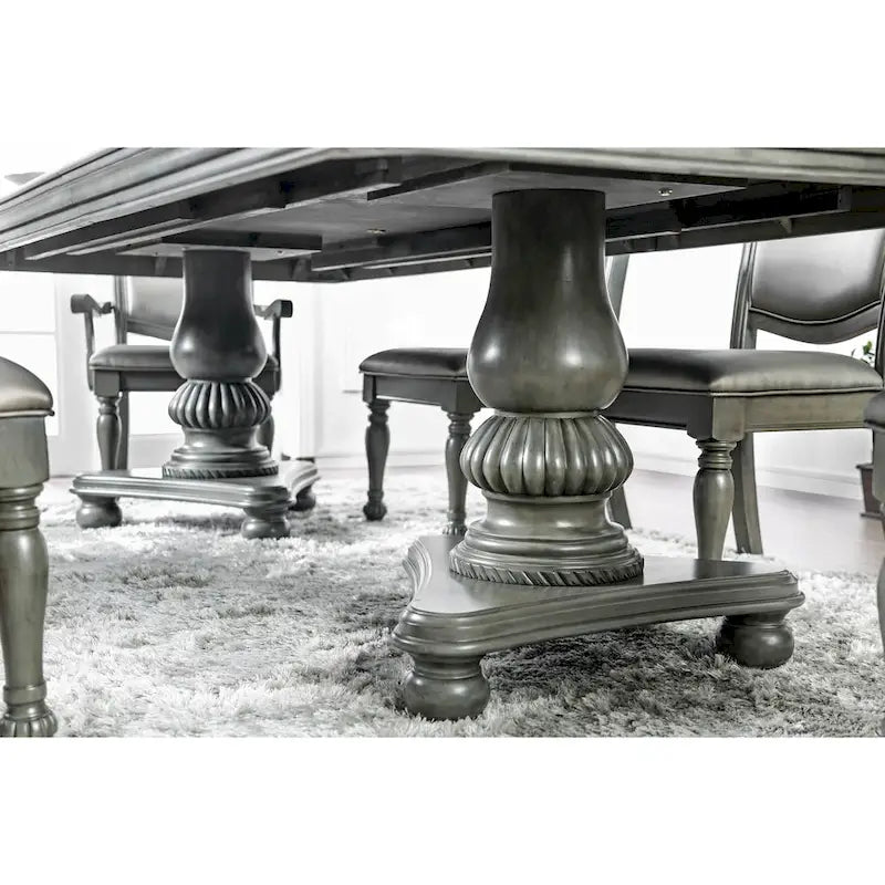 Table de salle à manger extensible en bois gris de 103 pouces