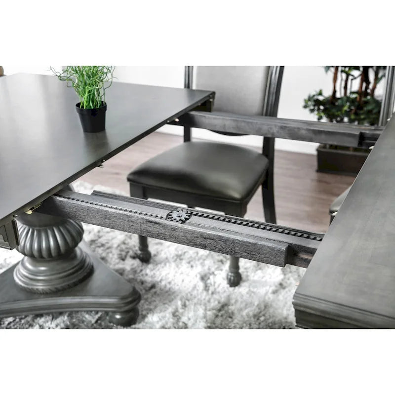 Table de salle à manger extensible en bois gris de 103 pouces