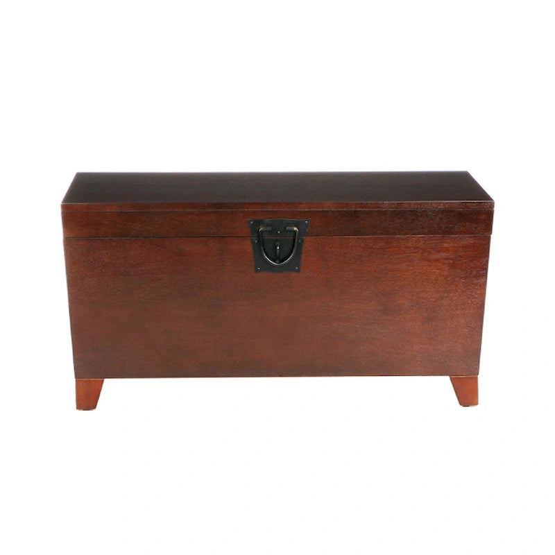Table basse de style transitoire en bois espresso avec coffre