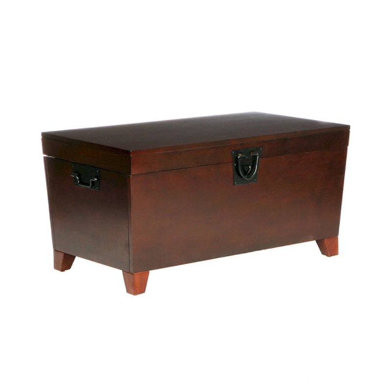 Table basse de style transitoire en bois espresso avec coffre