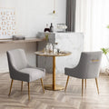 Chaise de salle à manger ou de coiffeuse en velours plissé bouclé style glamour moderne (lot de 2) avec poignée arrière