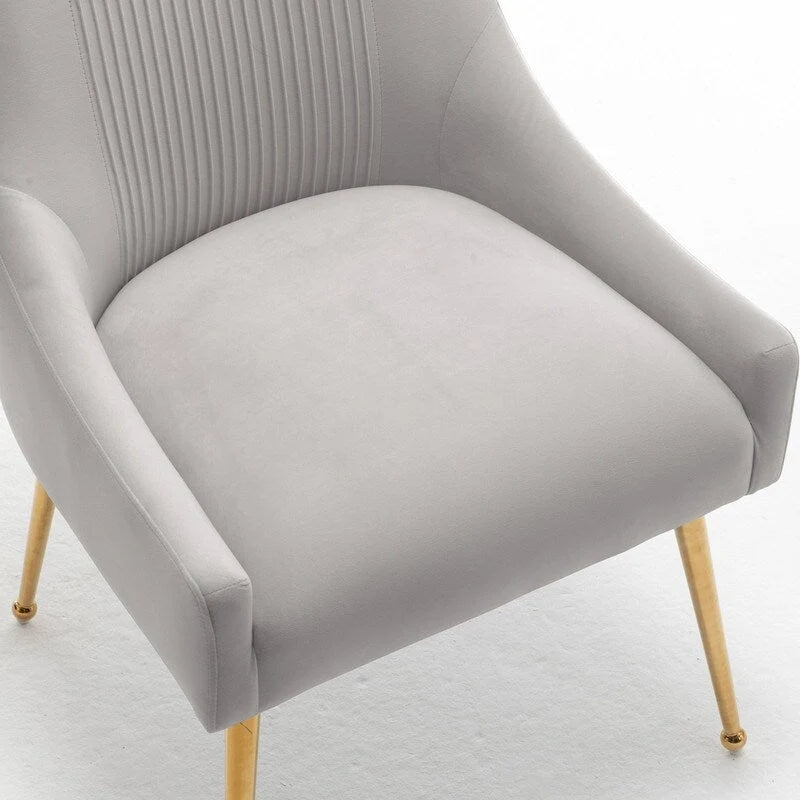 Chaise de salle à manger ou de coiffeuse en velours plissé bouclé style glamour moderne (lot de 2) avec poignée arrière