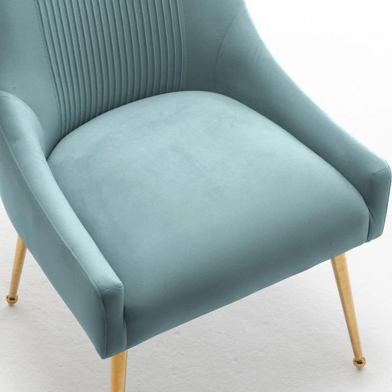 Chaise de salle à manger ou de coiffeuse en velours plissé bouclé style glamour moderne (lot de 2) avec poignée arrière