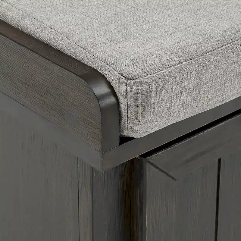 Banc de rangement avec coussin d'assise en lin par
