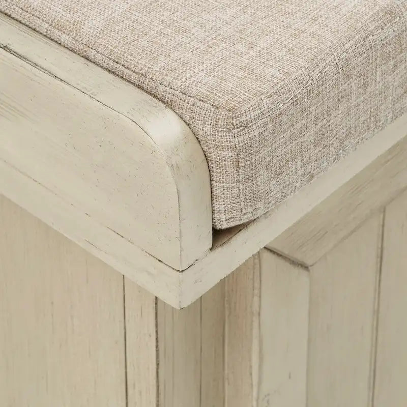 Banc de rangement avec coussin d'assise en lin par