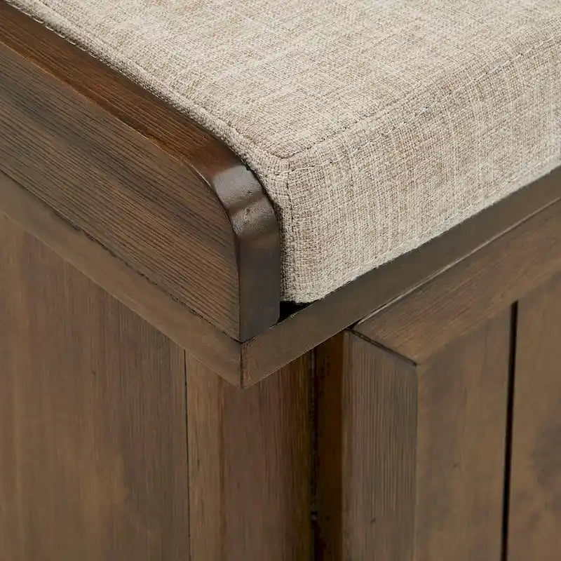 Banc de rangement avec coussin d'assise en lin par