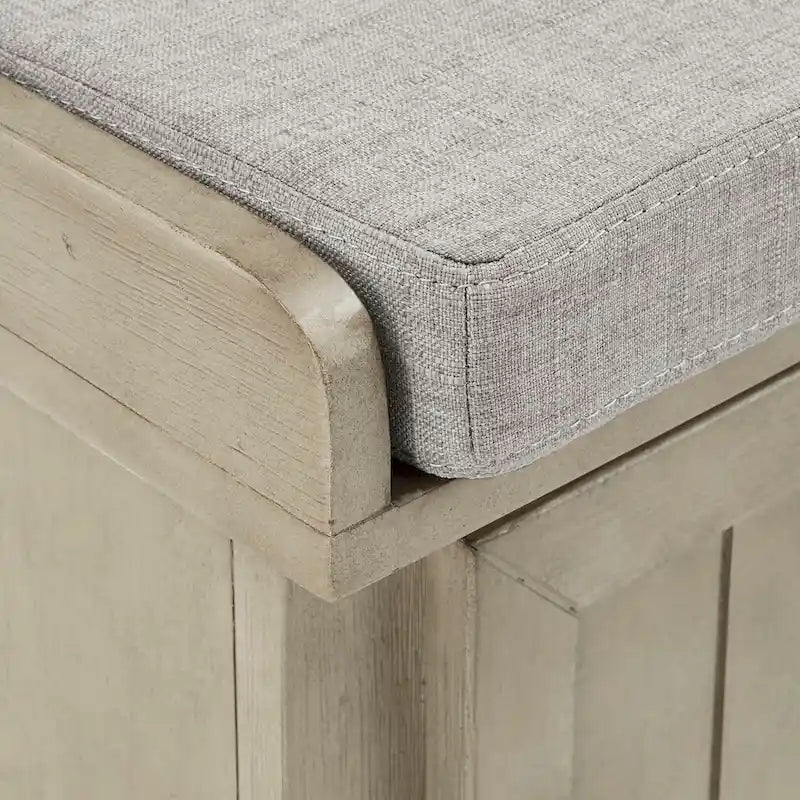 Banc de rangement avec coussin d'assise en lin par