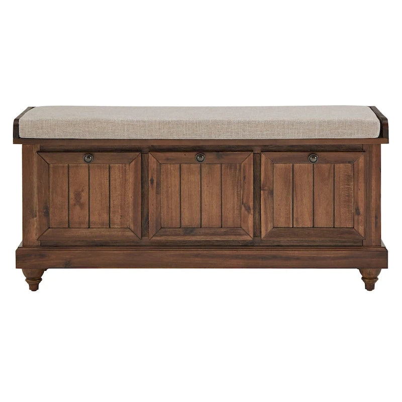 Banc de rangement avec coussin d'assise en lin par