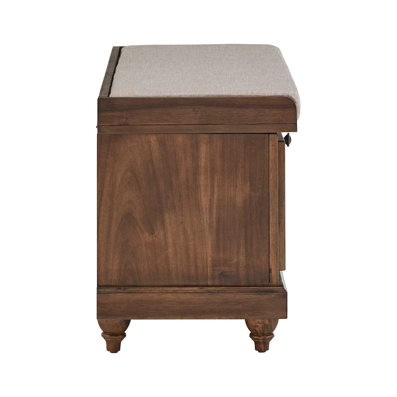 Banc de rangement avec coussin d'assise en lin par