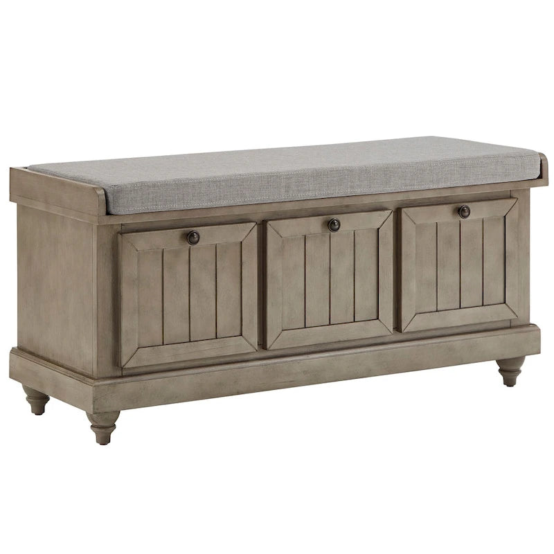 Banc de rangement avec coussin d'assise en lin par