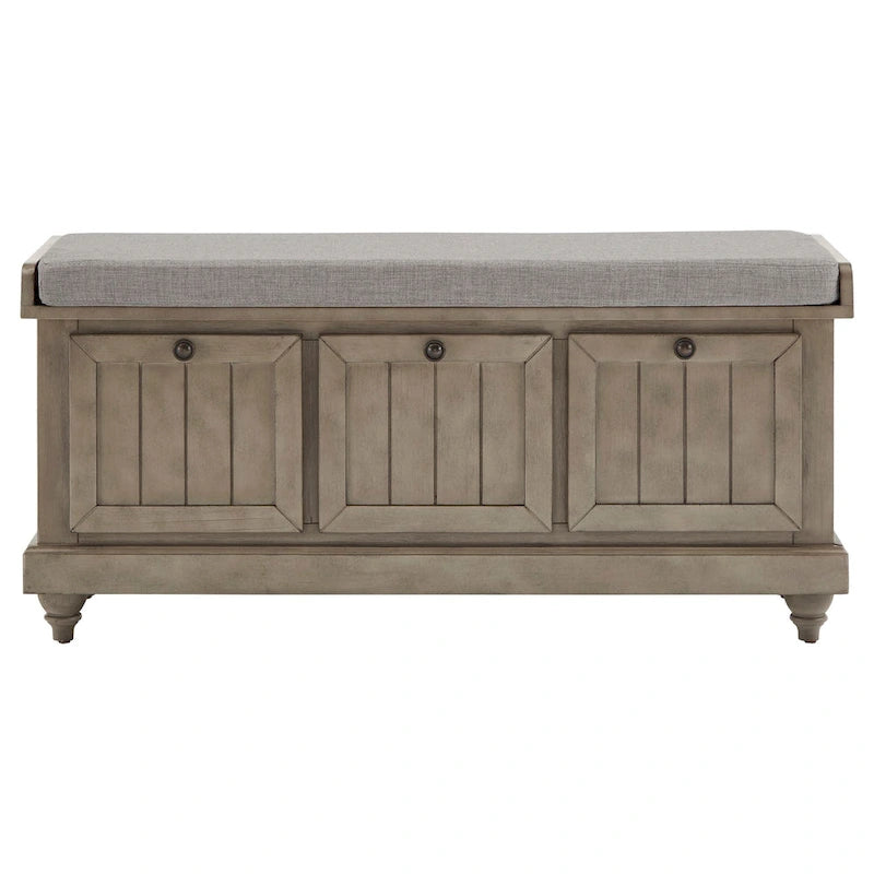 Banc de rangement avec coussin d'assise en lin par