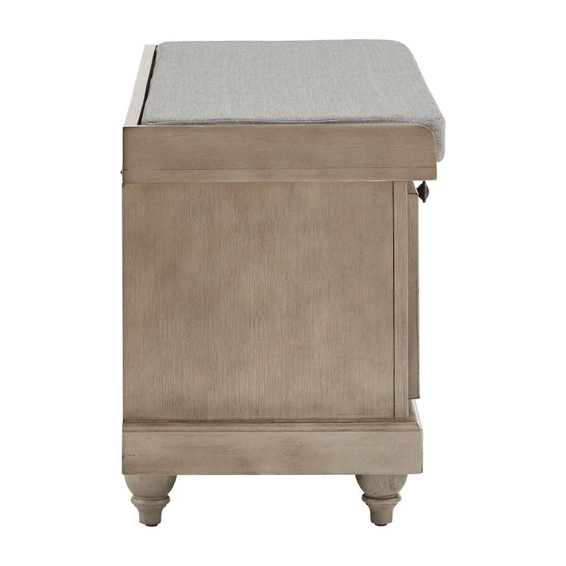 Banc de rangement avec coussin d'assise en lin par