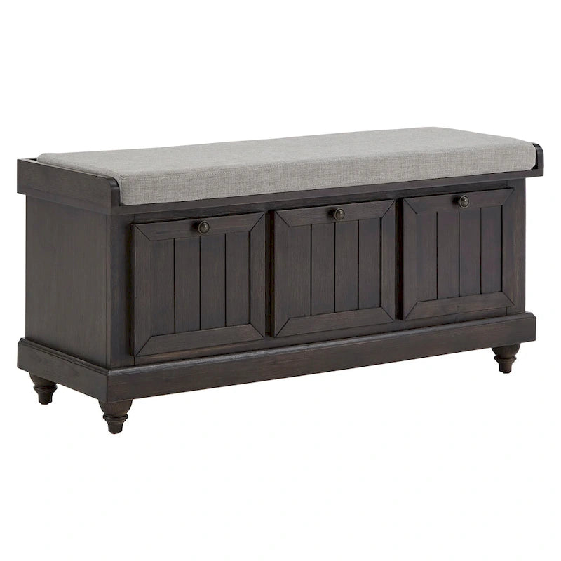 Banc de rangement avec coussin d'assise en lin par