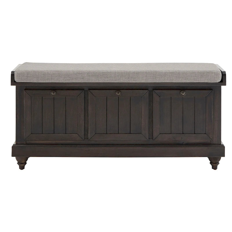 Banc de rangement avec coussin d'assise en lin par