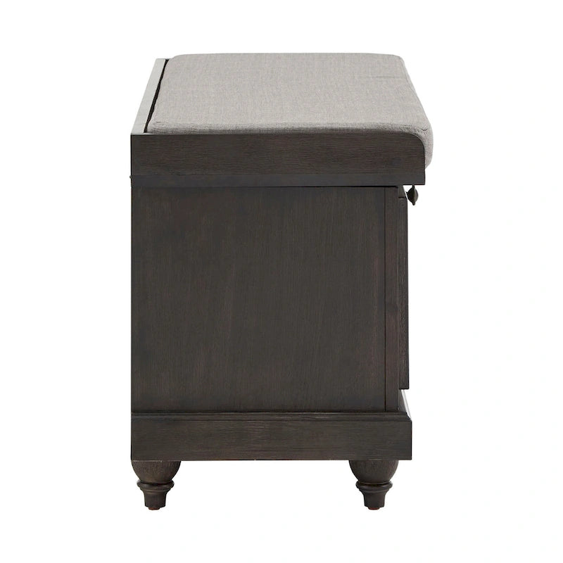 Banc de rangement avec coussin d'assise en lin par