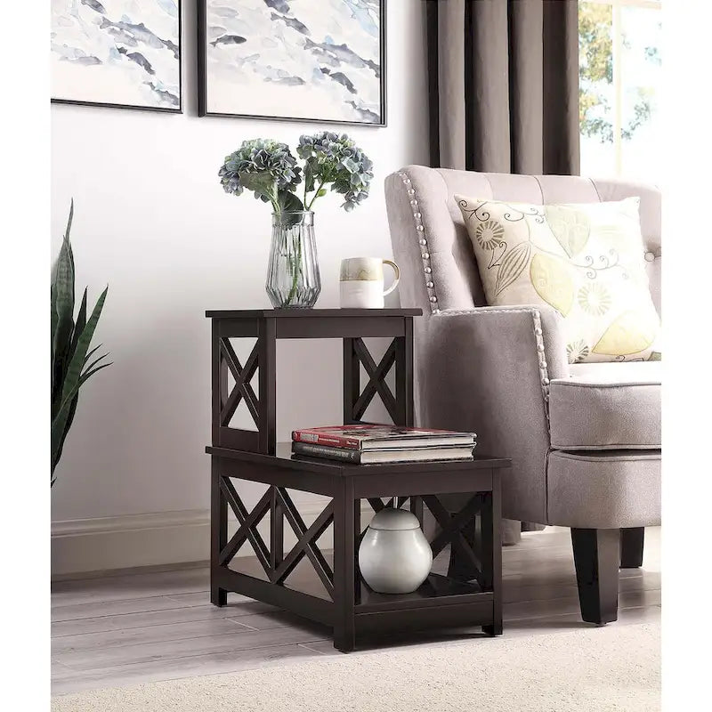 Table d'appoint à 2 niveaux pour fauteuil
