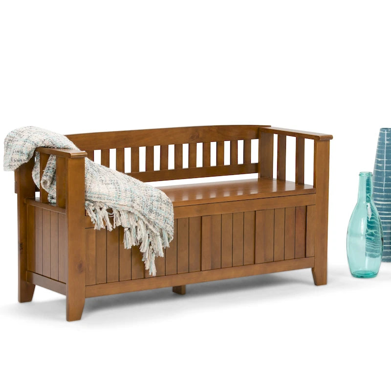 Banc de rangement en bois massif de 48 pouces pour entrée